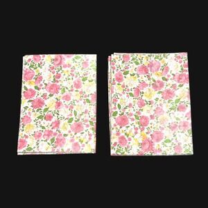 Vintage Cannon Royal Family Floral Pillowcase Set Pink Yellow Percale Made USA